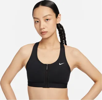 Nike (WMNS) Nike Swoosh Front Zip Medium-Support Padded Sports Bra Asia Sizing Black FN2732-010
