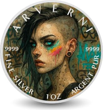 OEM Moneda De Plata Fina De 1 Oz De Neon Reign The Graffiti Phantom