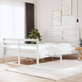 vidaXL Estructura De Cama Madera Maciza Pino Blanco 120x190 Cm Vidaxl