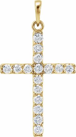 Diamond2Deal 14k Gold 1ct Lab-Grown Diamond Cross Pendant