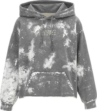 Maison Margiela Numeric Signature Spray Hoodie - Dames - Hoodies - Grijs - S - Katoen - Hoodies & sweatvesten