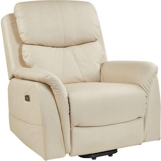 Beliani Electric Recliner Chair GLORIE with Massage Faux Leather Light Beige