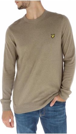 Lyle & Scott Gebreide trui met ronde hals - Heren - Ronde hals truien - Bruin - XL - Katoen - Truien & Vesten
