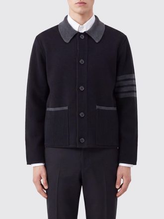 Thom Browne Cardigan in lana con colletto classico e iconico motivo 4-Bar