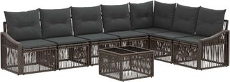 vidaXL Conjunto De Sof&aacute;s De Jard&iacute;n 8 Uds. Gris Rat&aacute;n Sint&eacute;tico Vidaxl