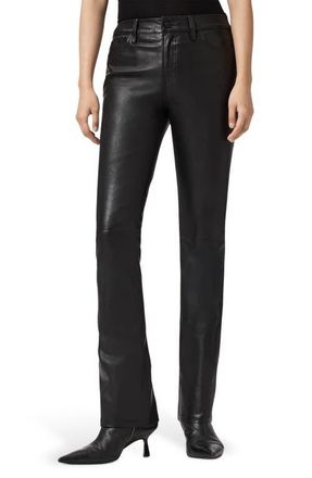 AllSaints Haldan Straight Leg Leather Pants in Black at Nordstrom, Size 10 Us