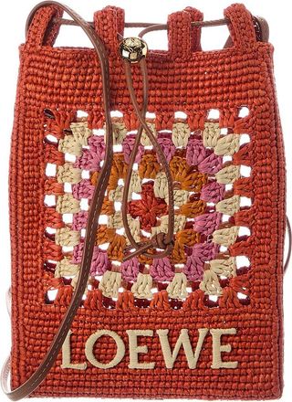 Loewe Drawstring Pocket Raffia & Leather Crossbody