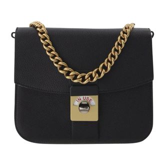 Maison Margiela Tassen, Dames, Zwart, ONE Size, Leer, Nieuwe Leather Lock Square Schoudertas