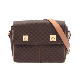 Celine Pre-owned Cross Body Bags, female, Brown, Size: ONE SIZE Pre-owned Macadam Coated Canvas Shoulder Bag