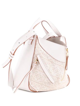 Loewe Hammock Bag Leather and Anagram Jacquard Small shoulder bag - White