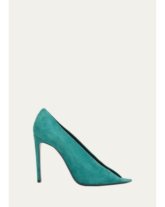 Valentino Garavani 105mm Open Toe Revele Suede Pumps