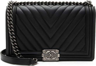 Chanel Black Chevron Lambskin New Medium Boy Bag (Authentic Pre-Loved)