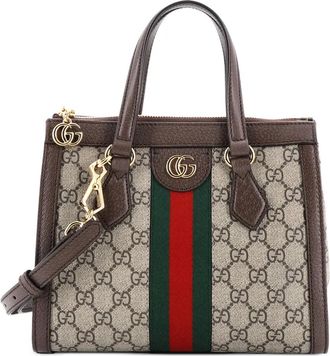 Gucci Ophidia Top Handle GG Coated Canvas with Leather Small tote bag - Bruin