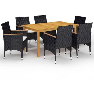 vidaXL Juego De Comedor De Jard&iacute;n De 7 Piezas Negro Vidaxl