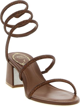 Rene Caovilla Womens Brown Viscose Strap-On Sandals