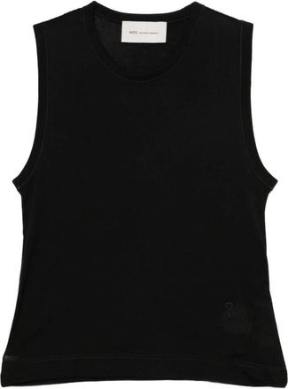 Ami Mouwloze Ronde Hals Tanktop - Dames - Tops zonder mouwen - Zwart - XS - Katoen - Tops