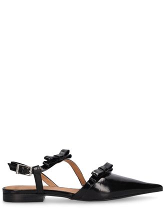 フラットシューズ Ganni Ballet Flats With Pointed Toe GANNI + NET SUSTAIN buckled eyelet-embellished recycled faux