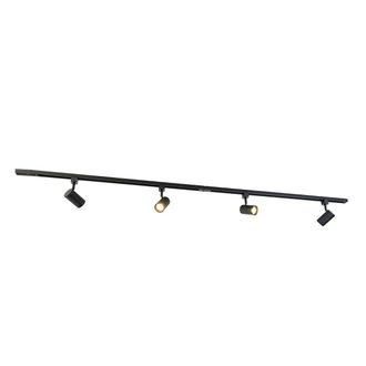 QAZQA Moderno Sistema De Riel Inteligente Monof&aacute;sico Con 4 Focos Wifi Gu10 Negros - Jeana Acero Alargada Adecuado Para Led Max. 4 X 5 Watt - Qazqa