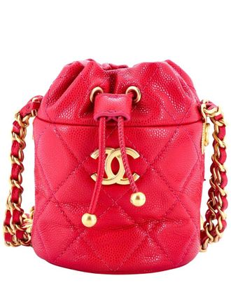 Chanel Pink Caviar Quilted Leather Twist Your Buttons Drawstring Bucket, Never Carried (Authentic Pre-Loved)
