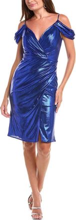 Rene Ruiz Metallic Ruched Cocktail Dress