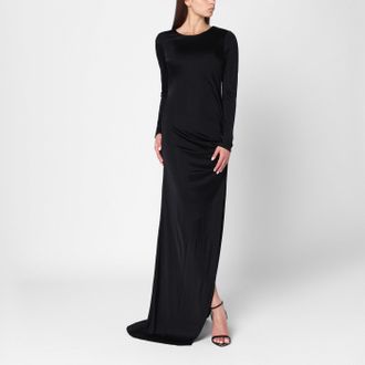 Giuseppe Di Morabito Long black dress with brooch detail