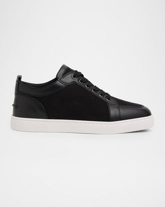 Christian Louboutin Mens Rantulow Leather and Twill Low-Top Sneakers