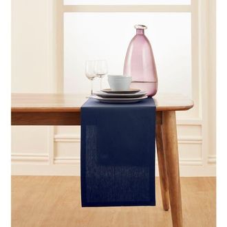 Solino Home Cotton Linen Plain Table Runner for Dining Table, Holiday and Everyday Table Decor - Dru in Navy at Nordstrom, Size Small