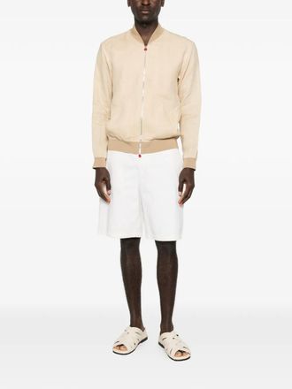 Kiton Linen Zipped Bomber Jacket - Beige