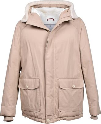 Brunello Cucinelli Sand Quilted Down Parka Jacket, Size X-Large