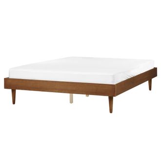 Beliani Cama Moderna 160 X 200 Cm Con Somier De L&aacute;minas Sin Cabecero Madera De Fresno Marr&oacute;n Toucy