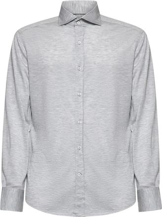 Brunello Cucinelli Heren, Overhemden, Grijs, Maat: M Katoen