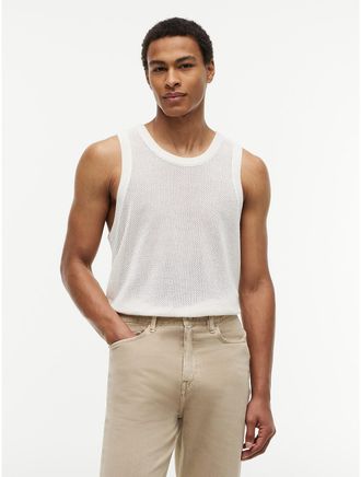 Tommy Hilfiger Mens Relaxed Fit Knit Tank Top - Ivory Petal - XL