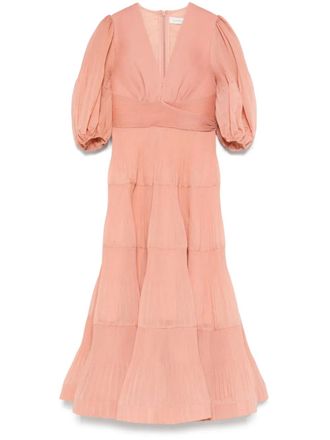 Zimmermann pleated midi dress - women - Cotton/Polyester - 0 - Pink
