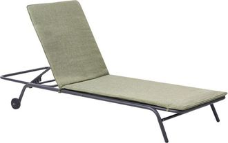 Beliani Garden Sun Lounger Green Steel Frame Olefin Fabric Outdoor Weather Resistant Reclining Modern VOLTERRA