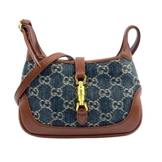 Gucci Vintage, unisex, Blauw, ONE Size, Denim, Pre-owned Jackie 1961 GG Denim Mini Shoulder Bag