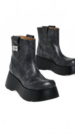Ganni Womens Kat Low Boot Vintage Boot In Ebony