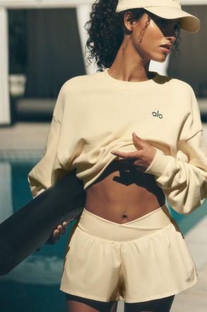 Alo | V-Cute Running Short in Candlelight Yellow, Size: Medium