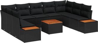 vidaXL Garden Sofa Set with Cushion 5 pcs Black Poly Rattan vidaXL