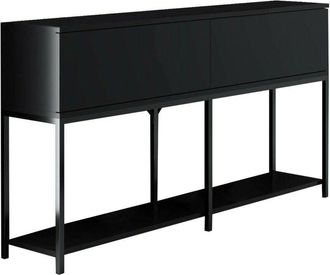 Dmora Aparador Djimsit, Buf&eacute; De Sal&oacute;n, Aparador De Sal&oacute;n, Despensa De Cocina, 150x30h80 Cm, Negro - Dmora