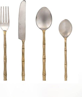 BITOSSI HOME Set of 24 Bamboo Steel Cutlery