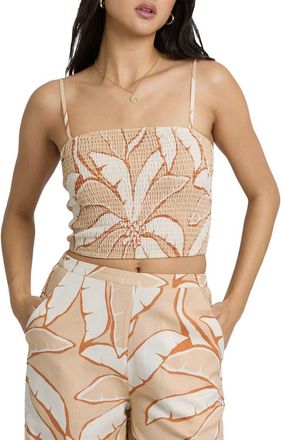 Billabong Tropic Breeze Crop Smock Top in Stone at Nordstrom, Size X-Large