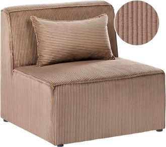 Beliani 1-Seat Section Sand Beige Corduroy Jumbo Cord Sofa Module Modern Single-Seat LEMVIG