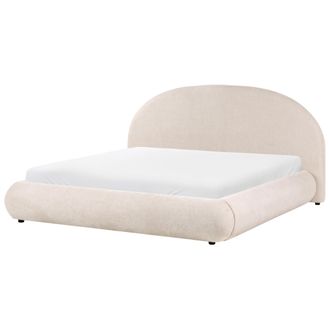 Beliani Cama Baja Con Almacenaje Tapizada Somier Elevable Con Capiton&eacute; 180 X 200 Cm Beige Claro Grasse