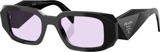 Prada Rechthoekige zonnebril met paarse glazen - unisex - Brillen - Zwart - 49 MM - Accessoires