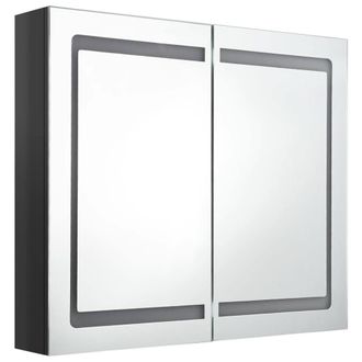 Berkfield Home LED Bathroom Mirror Cabinet Shining Black 80x12x68 cm | Size: 80 x 12 x 68 cm