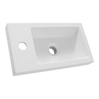 Marcel Breuer Solar Medium opbouw fontein 40 met 1 kraangat en links/rechts te plaatsen mineraalmarmer zijdeglans wit