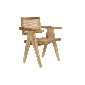 DKD Home Decor Silla De Comedor - Dkd Home Decor - Rat&aacute;n Natural - 1 Plaza - Madera S&oacute;lida - Estilo Contempor&aacute;neo