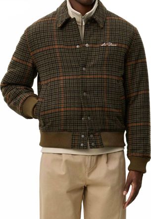 Les Deux Varsity Houndstooth Jacket In Teak Brown