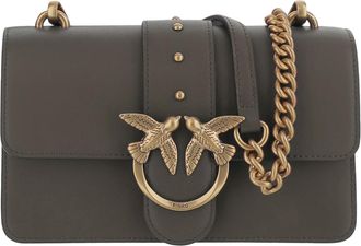 Pinko Compact Dark Olive Green Mini Bag With Love Birds Buckle