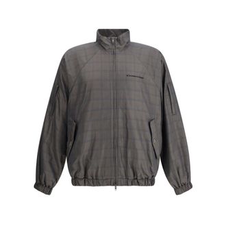 Balenciaga Jassen, Heren, Grijs, M, Katoen, Geruite Jas met Ritssluiting